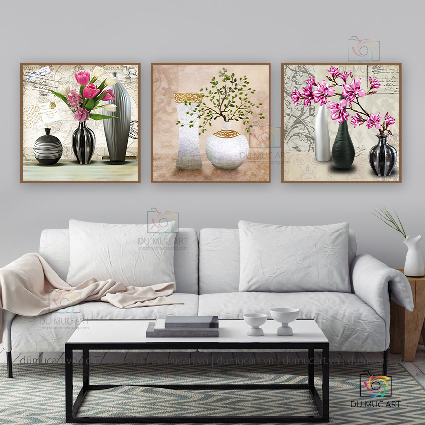 Tranh decor: Lọ hoa vintage