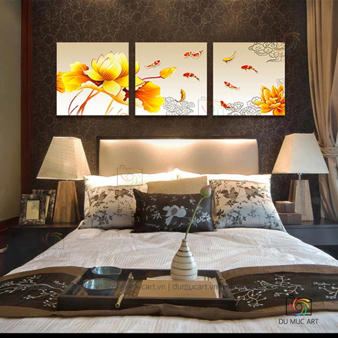 Tranh decor: Cá chép hồ sen