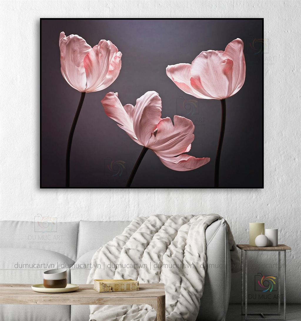 Tranh decor: Hoa tulip hồng