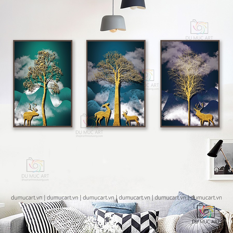 Tranh decor: Hươu dưới tán cổ thụ